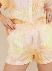 Ruffle Waist Short | Sunset Palm Print