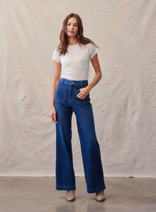 Lola Two Pocket Wide Leg | Dark Night Wash