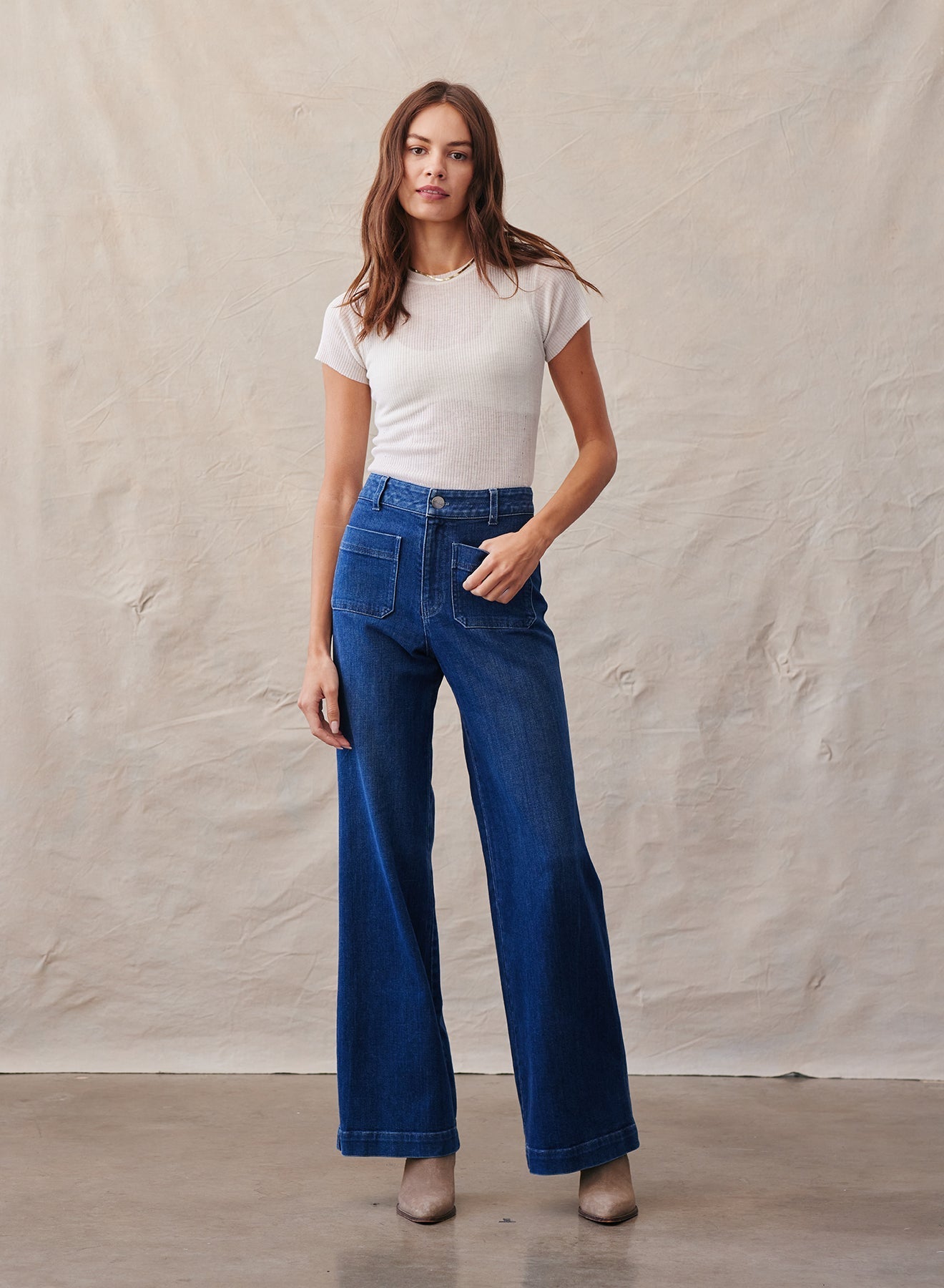 Lola Two Pocket Wide Leg | Dark Night Wash