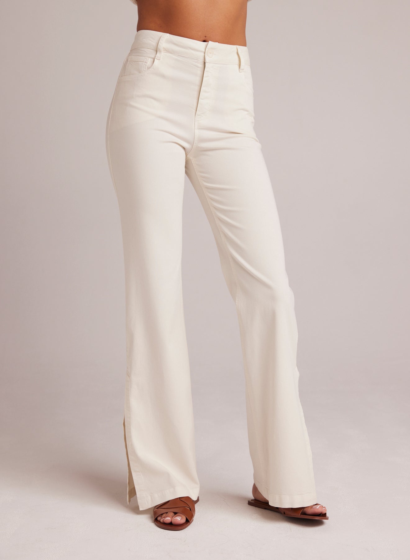 Cleo | Side Slit Jean | Ecru White