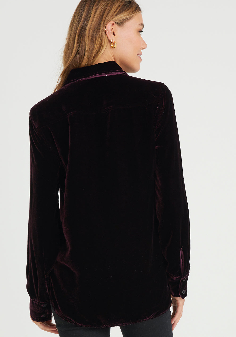 Contrast Halle Velvet Shirt - Currant