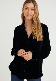 Contrast Halle Velvet Shirt - Dark Water