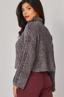 Cable Sleeve Turtle Neck - Slate Grey