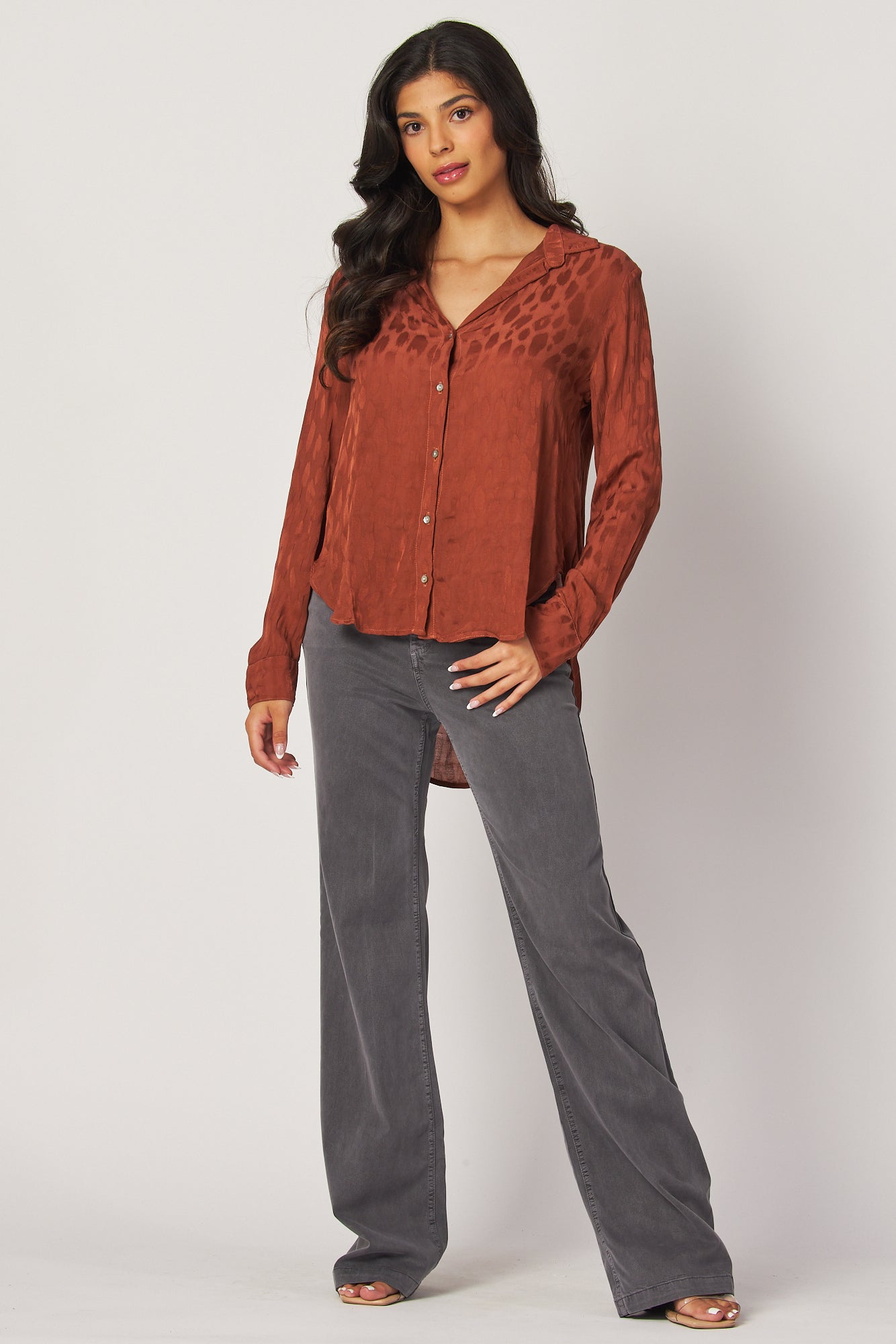 Flowy Button Down - Deep Sepia