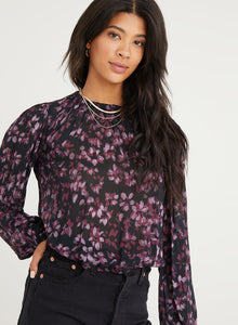Elastic Shirred Top | Currant Floral Print