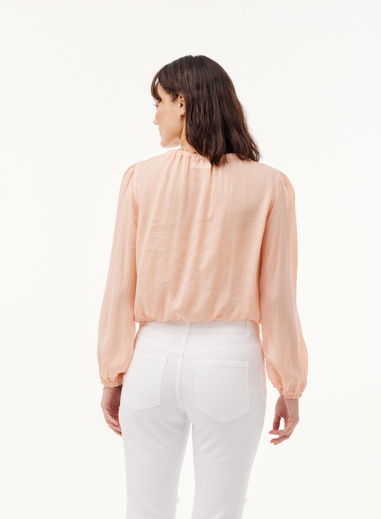 Elastic Shirred Top | Peach Clouds