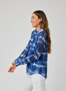 Pleated Raglan Sleeve Shirt | Ocean Tides Print