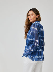 Pleated Raglan Sleeve Shirt | Ocean Tides Print