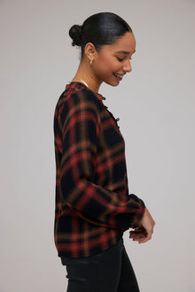 Raglan Sleeve Pullover | Golden Rust Plaid