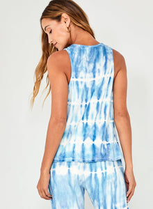 Sleeveless Lace Up Tank | Tide Pool Stripe Dye