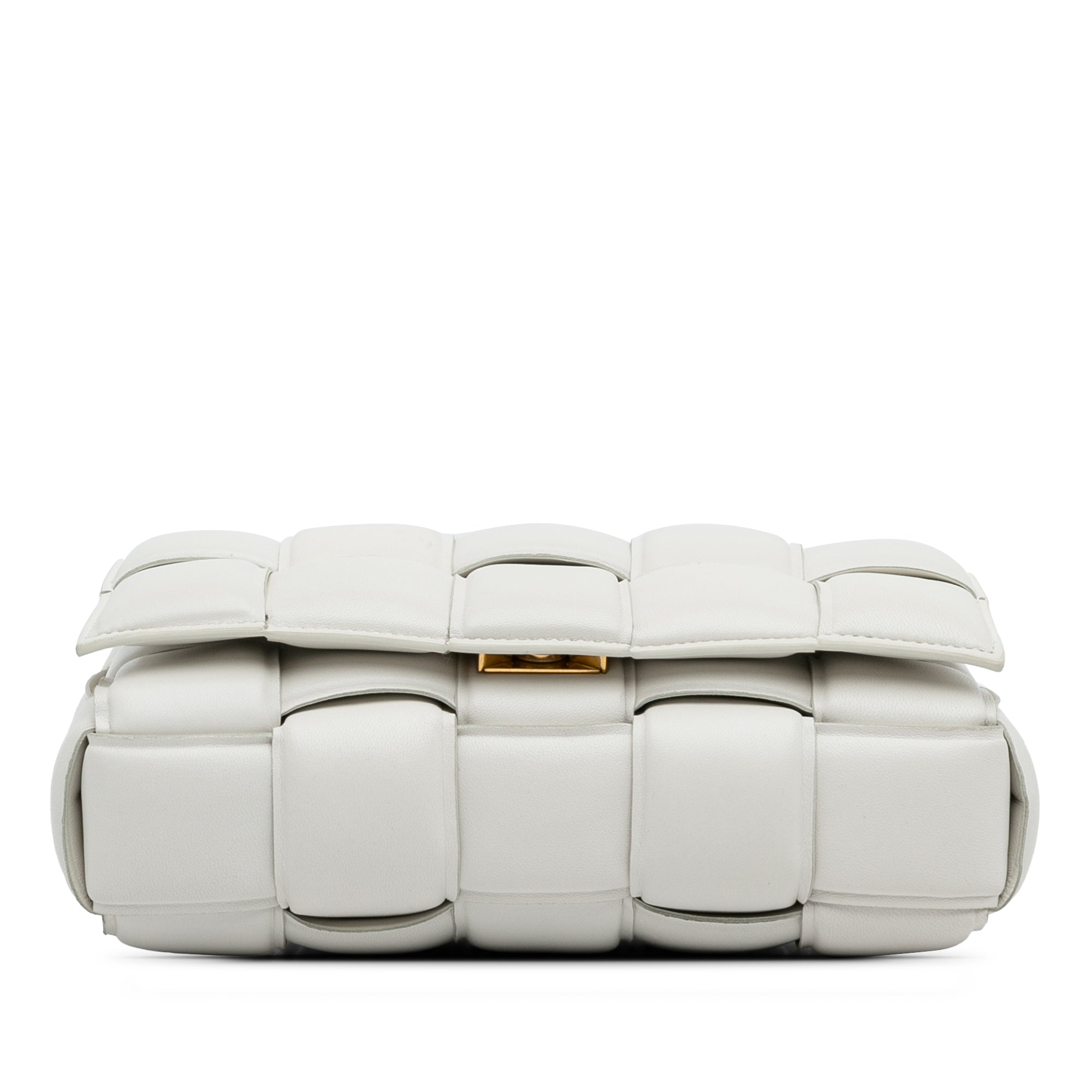 Bottega Veneta | Pre-Owned Nappa Intrecciato Padded Chain Cassette Satchel | White/Off White