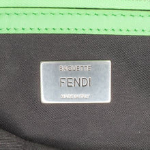 Fendi | Pre-Owned Zucca Embossed Stitched Leather Baguette Satchel - I | Green/Light Green