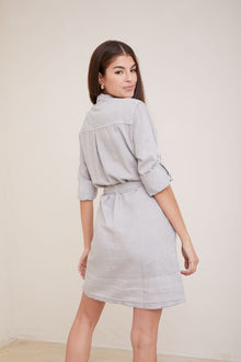 Belted Utility Shirt Dress | Soft Stone
