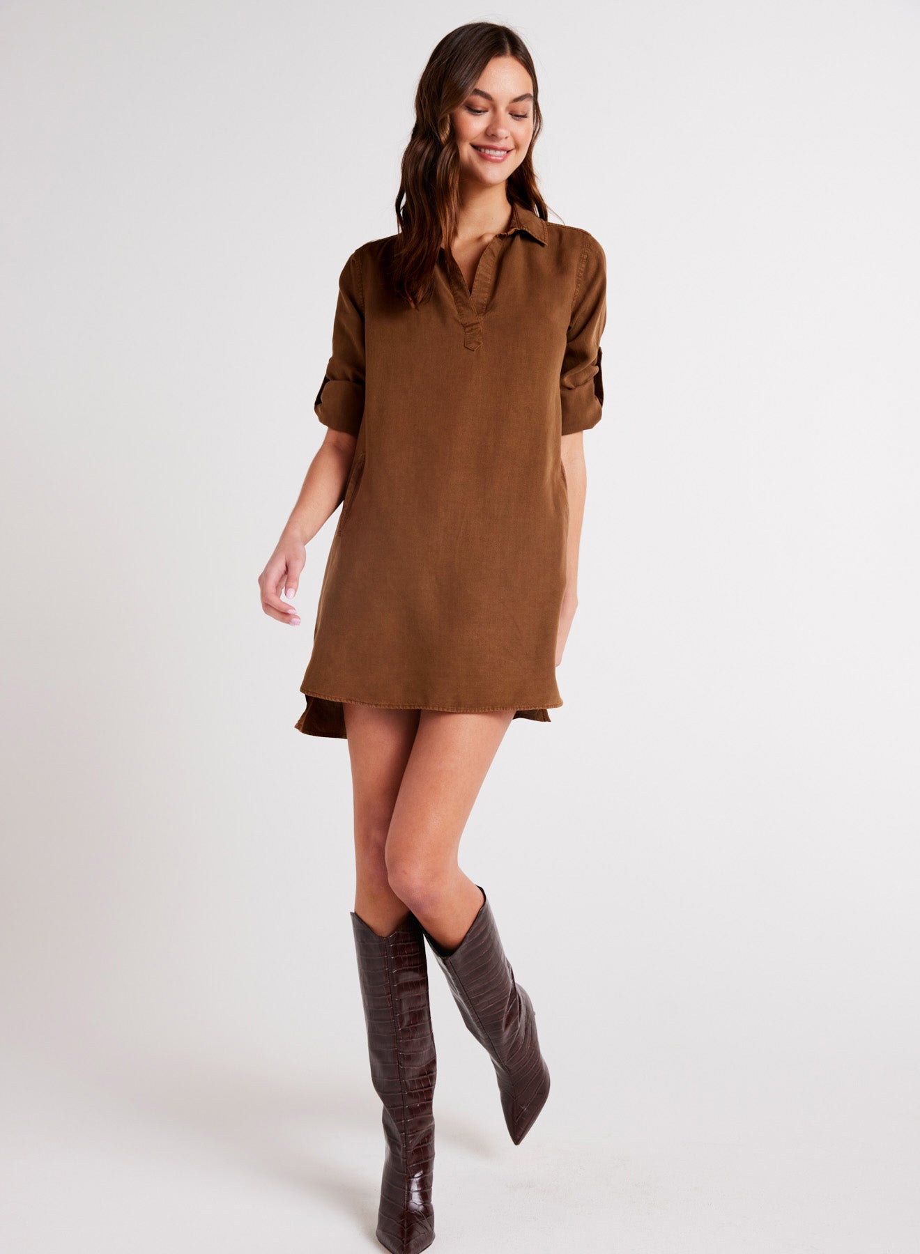 Long Sleeve A-Line Shirt Dress | Twilight Gold