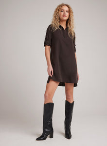 Long Sleeve A-Line Dress | Coffee Bean