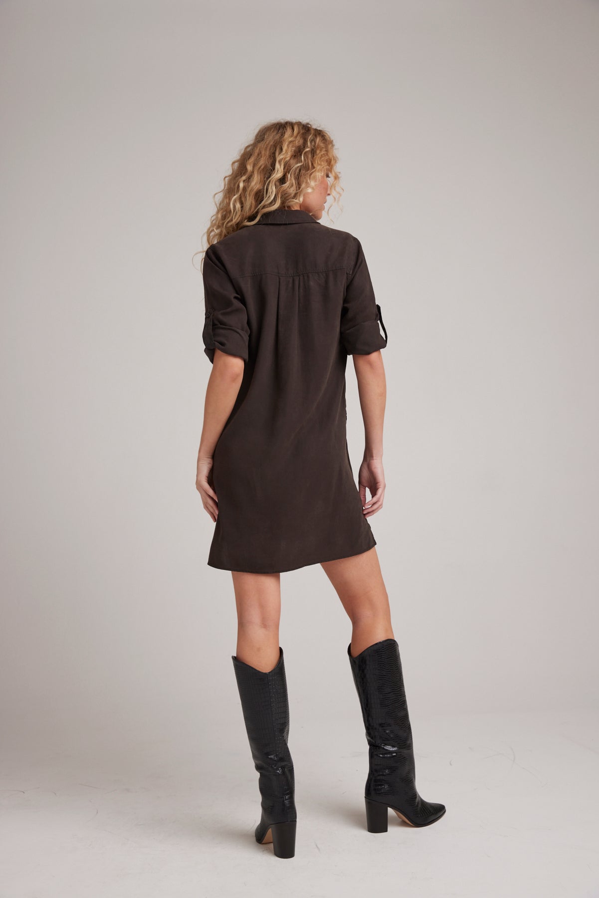 Long Sleeve A-Line Dress | Coffee Bean