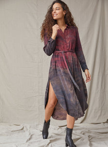 Gathered Yoke Shirt Dress | Wildberry Horizon Dye
