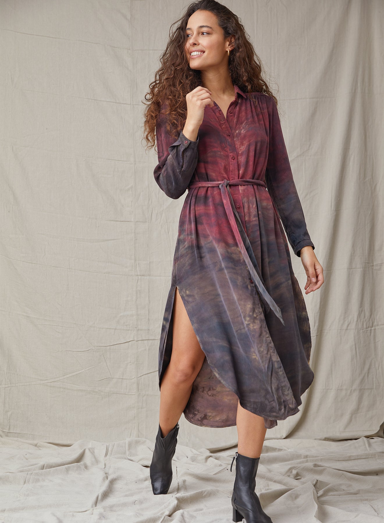 Gathered Yoke Shirt Dress | Wildberry Horizon Dye