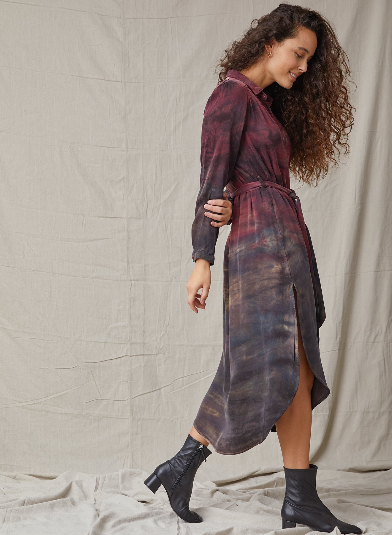 Gathered Yoke Shirt Dress | Wildberry Horizon Dye