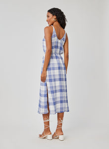 Braided Halter Midi Dress | Pacific Blue Plaid