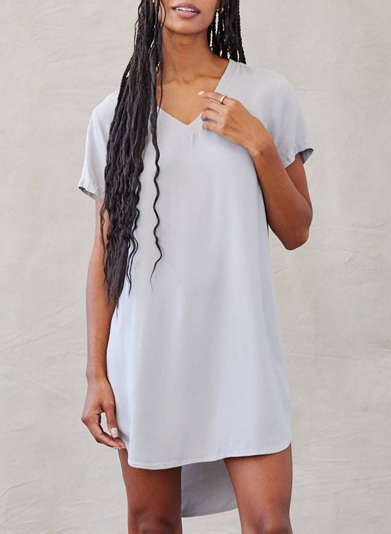 V-Neck Tee Dress | Foggy Sky