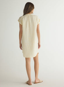 Cap Sleeve Henley Dress | Soft Yellow