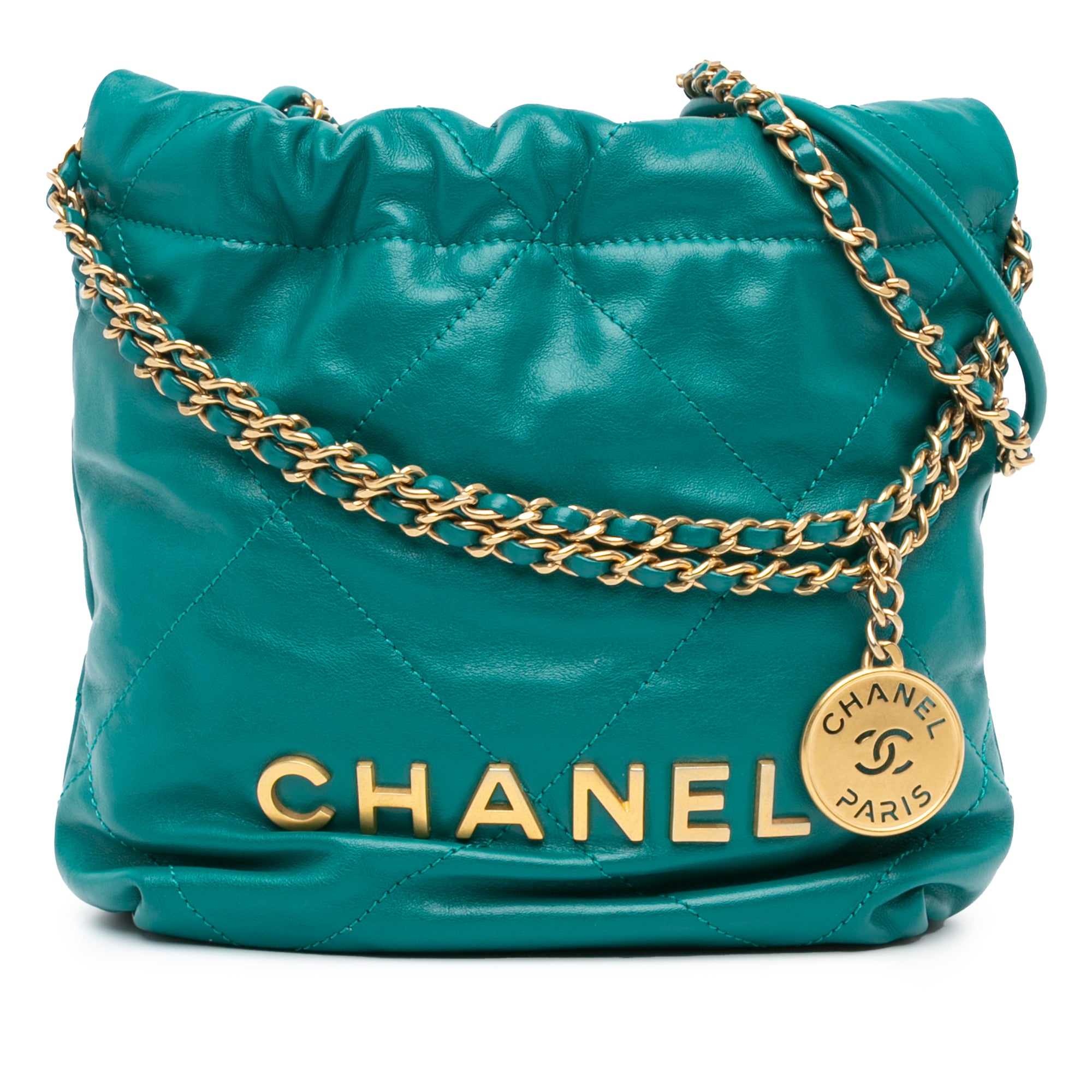 Chanel | Pre-Owned Mini Shiny Calfskin 22 Handbag - II | Green