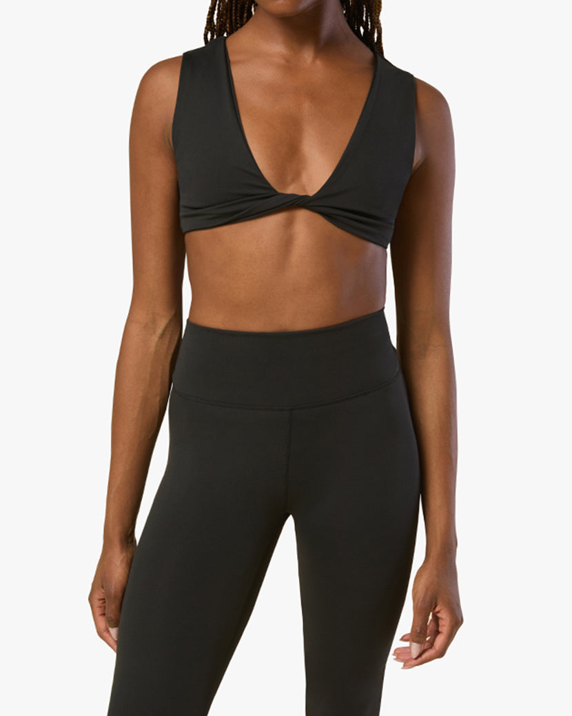 Twist Front Bra Top | Black