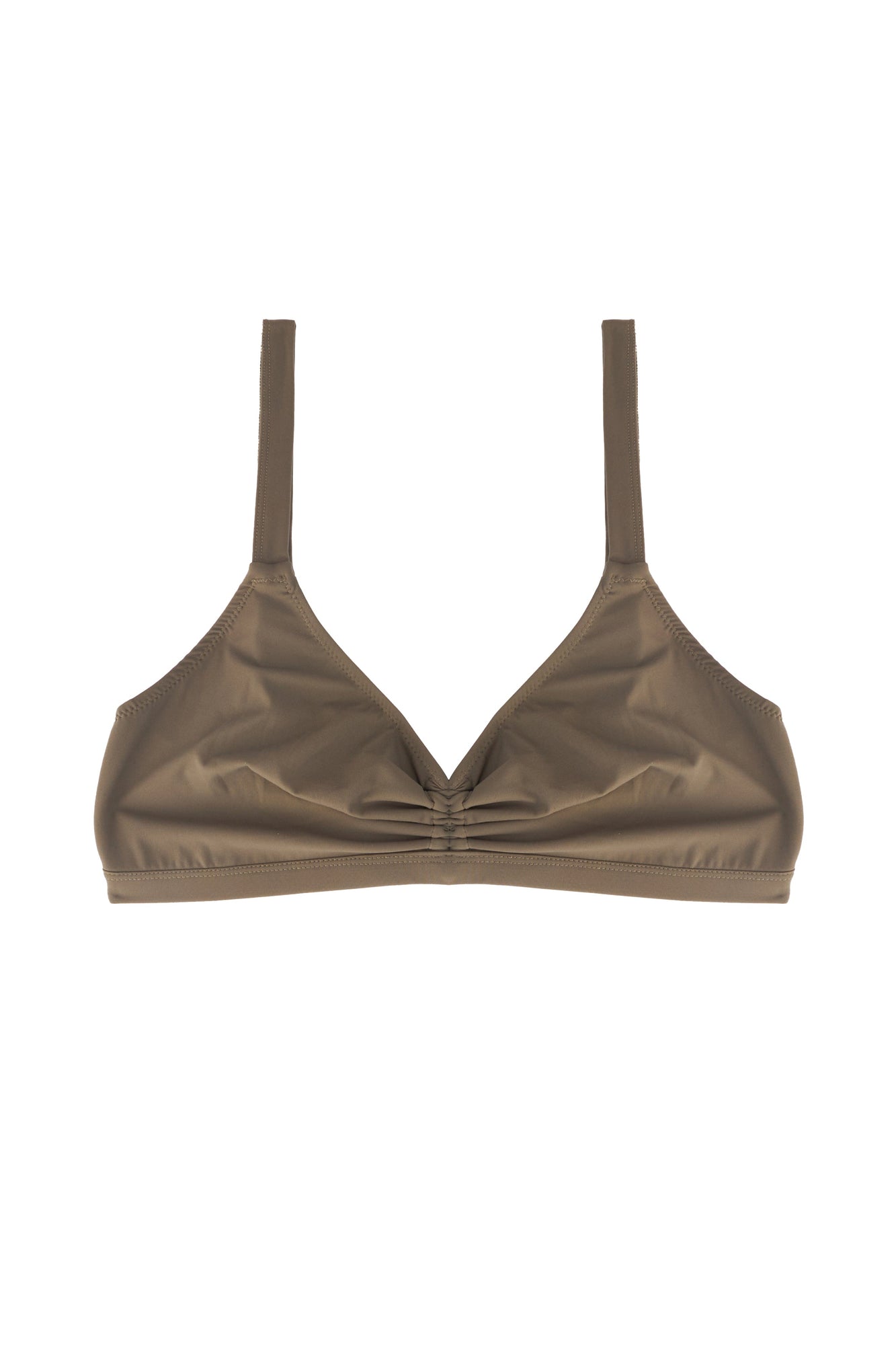 Olivia Ruched Triangle Bikini Top | Khaki