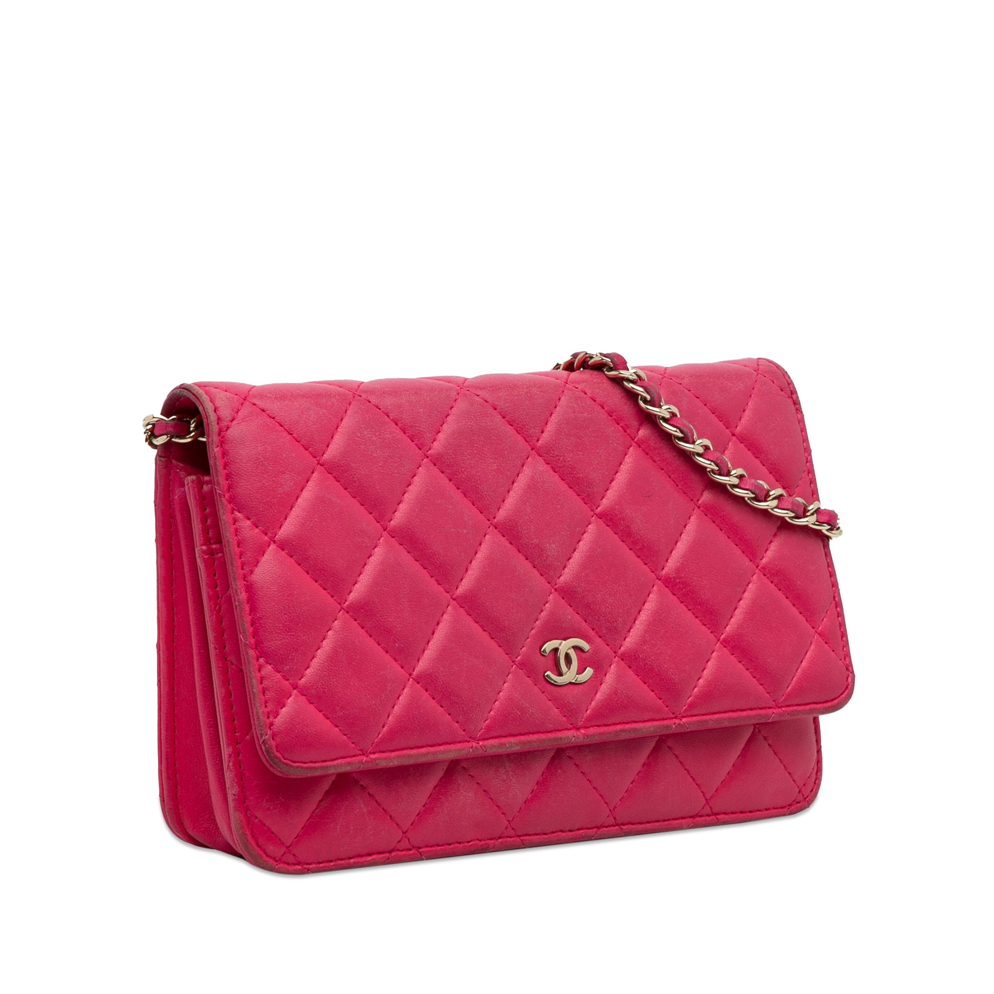Chanel | Pre-Owned Classic Lambskin Wallet on Chain | Pink/Hot Pink