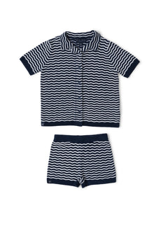 Toddler | CozyChic Ultra Lite Wave Cabana Set | Marine/Pearl