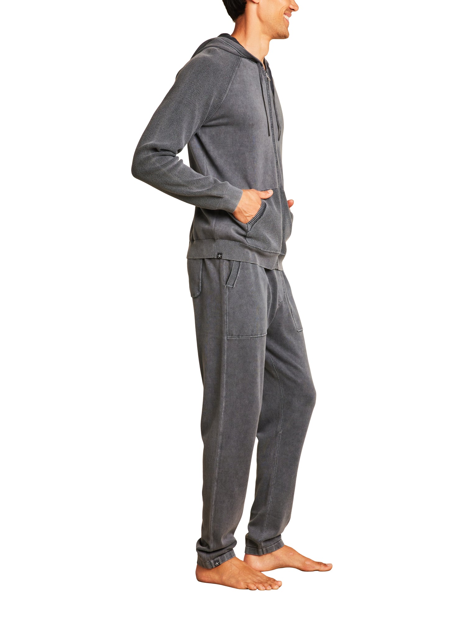 Mens | Sunbleach Zip Up Hoodie | Faded Black