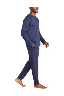 Mens | Malibu Collection Pima Jersey Long Sleeve Henley | Blue Ink