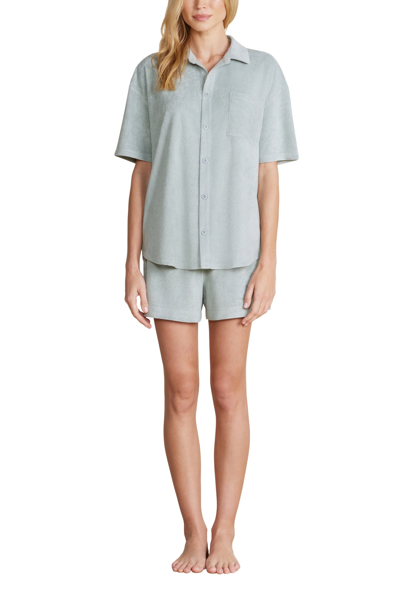 Womens | CozyTerry Button Down Shirt | Beach Glass