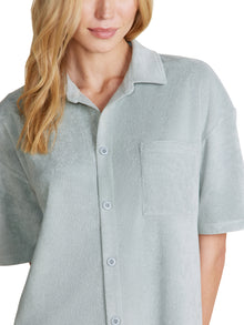 Womens | CozyTerry Button Down Shirt | Beach Glass