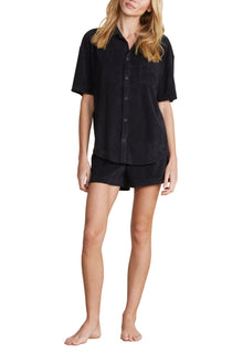 Womens | CozyTerry Button Down Shirt | Black