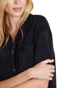 Womens | CozyTerry Button Down Shirt | Black