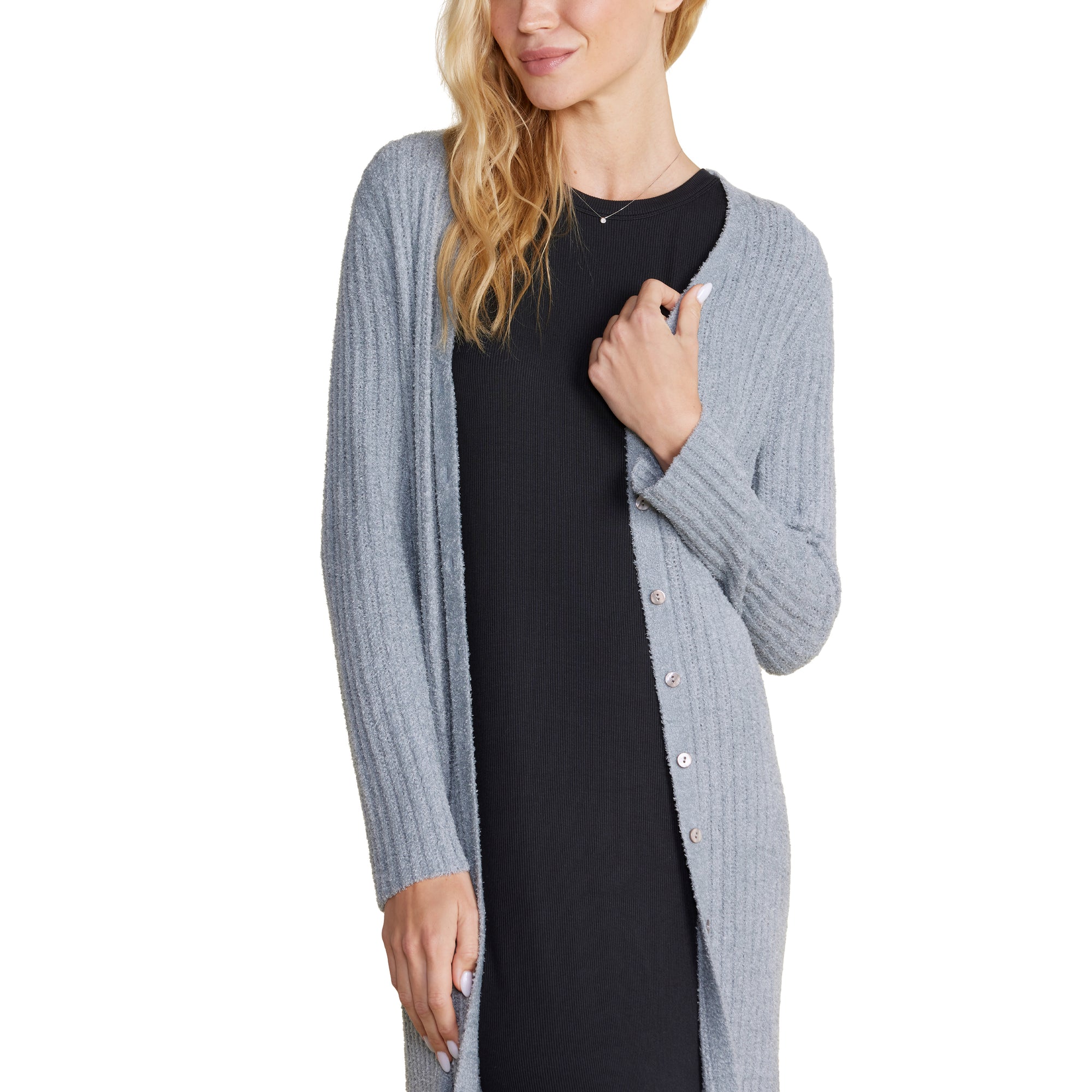 Cozychic Lite Pointelle Long Cardi | Moonbeam