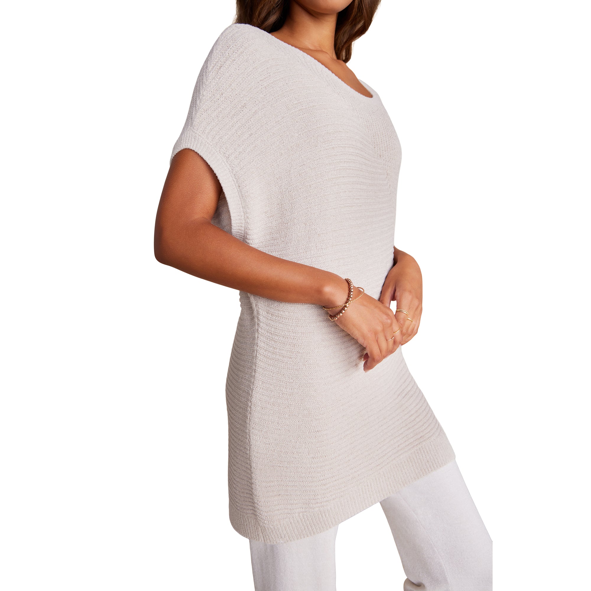 Cozychic Ultra Lite Mixed Stitch Dolman Pullover | Stone