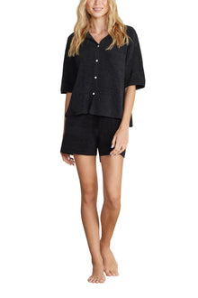 Womens | CozyChic Ultra Lite Cropped Short Sleeve Shirt | Black