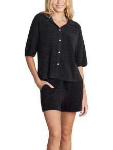 Womens | CozyChic Ultra Lite Cropped Short Sleeve Shirt | Black