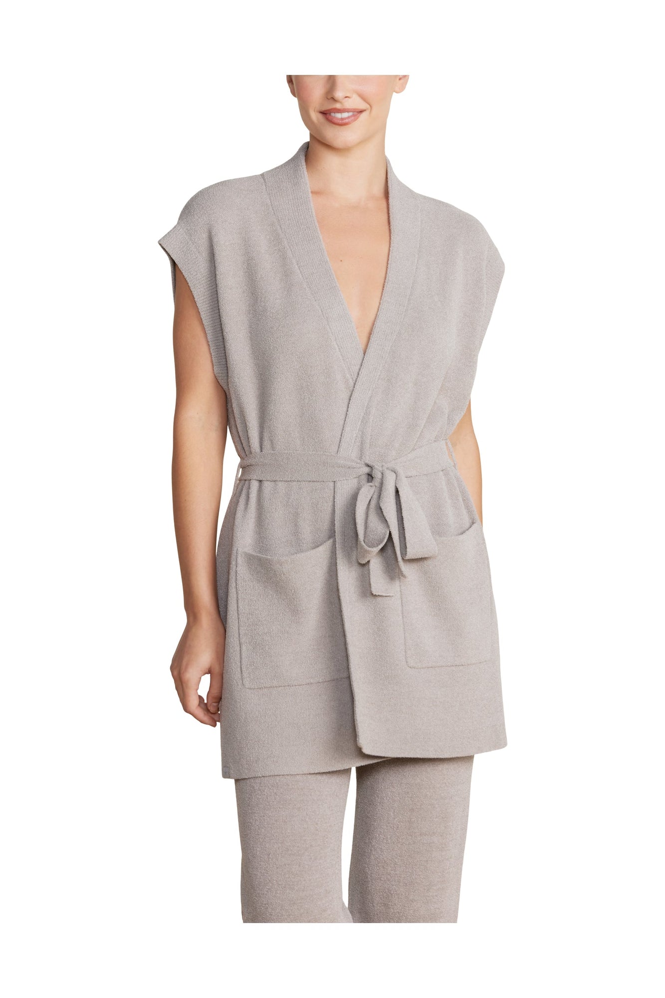 Womens | Cozychic Ultra Lite Waist Tie Vest | Pewter