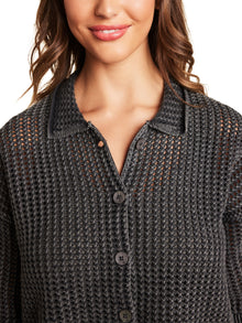 Womens | SunBleached Buttoned Short Sleeve | Faded Black