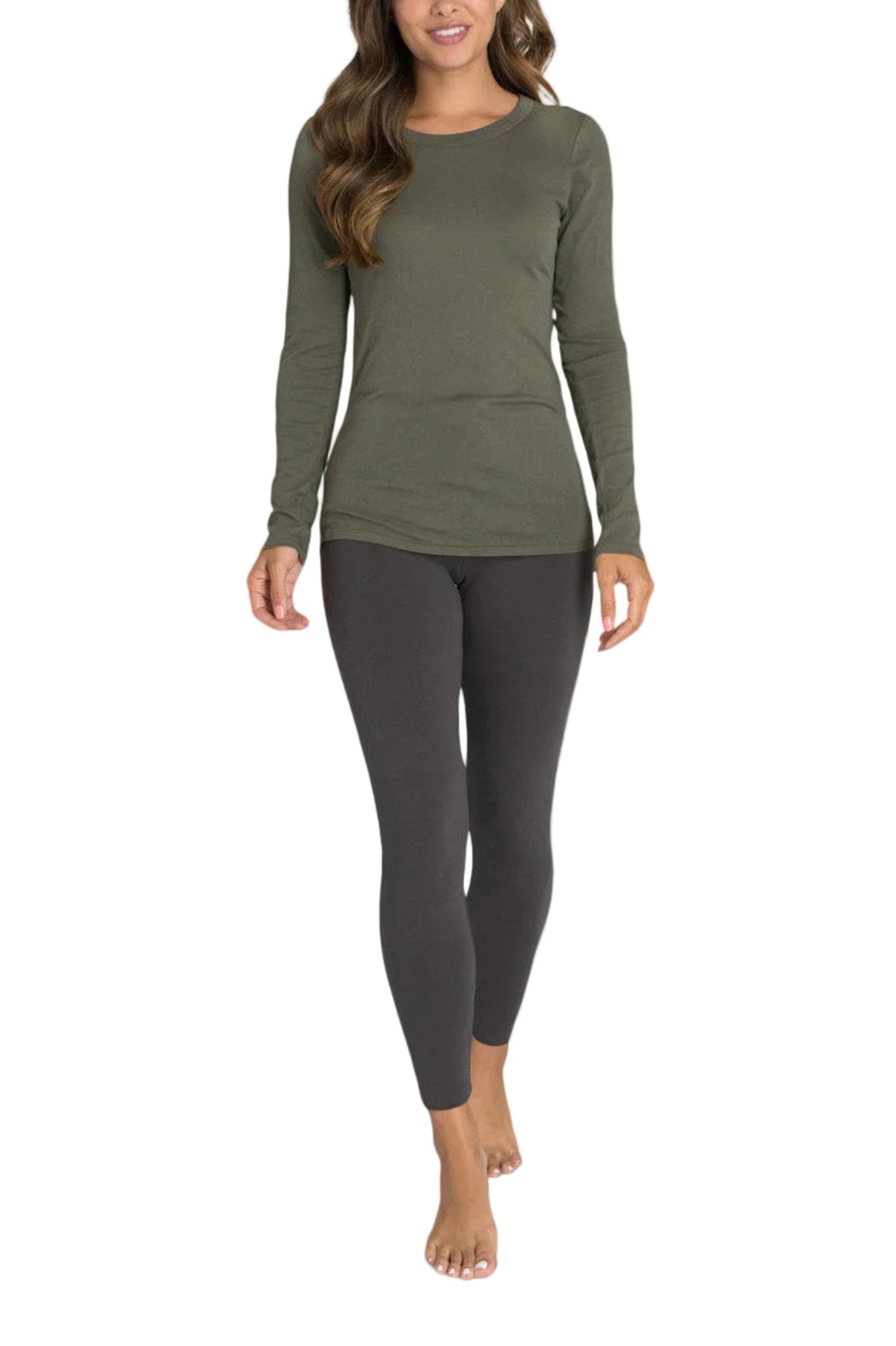 Womens | Malibu Collection Loose Jersey Long Sleeve Tee | Olive