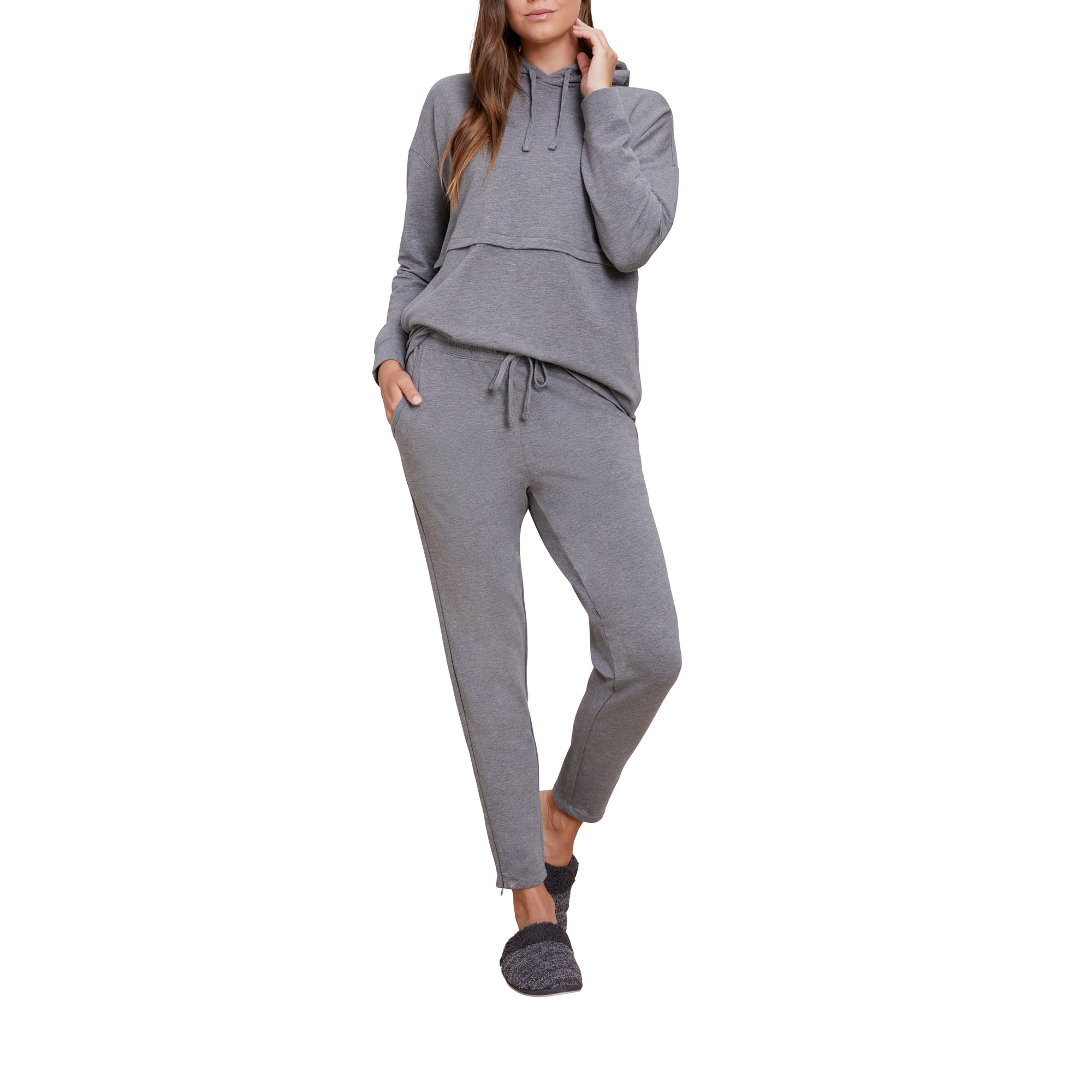 Malibu Collection Fleece Luxe Lounge Athletic Jogger | Medium He Gray