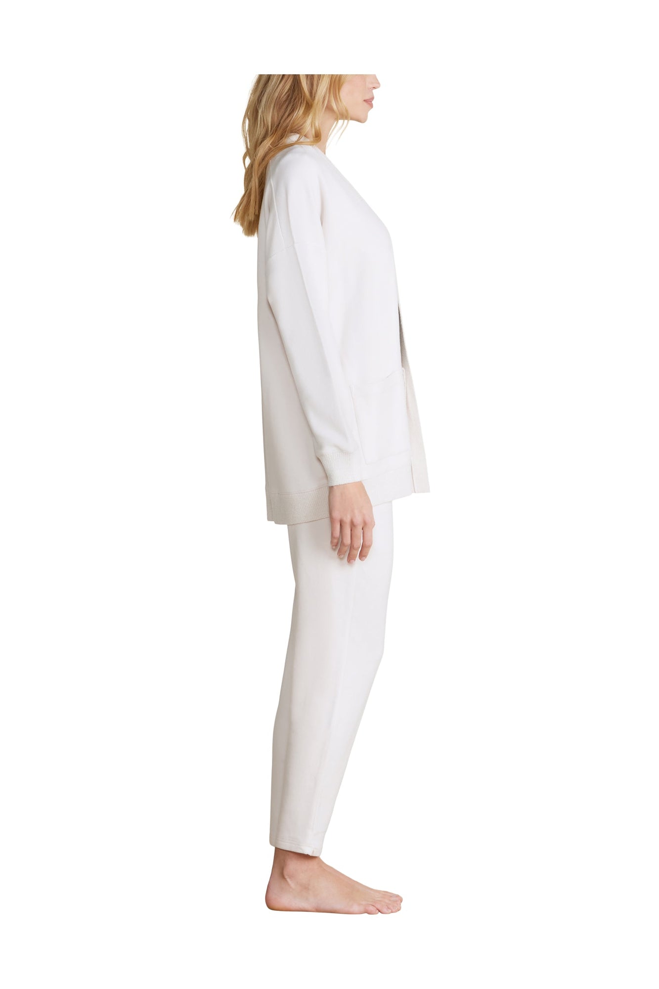 Womens | Malibu Collection Brushed Fleece Sweater Mix Cardigan | Sand Dune