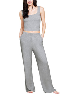 Womens | Malibu Collection Ultra Soft Rib Cropped Tank | Heather Gray