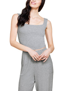 Womens | Malibu Collection Ultra Soft Rib Cropped Tank | Heather Gray