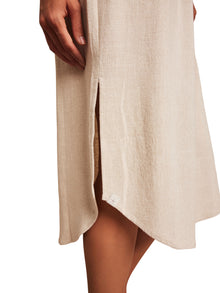 Womens | Linen Blend Cinched Shirtdress | Heather Bisque