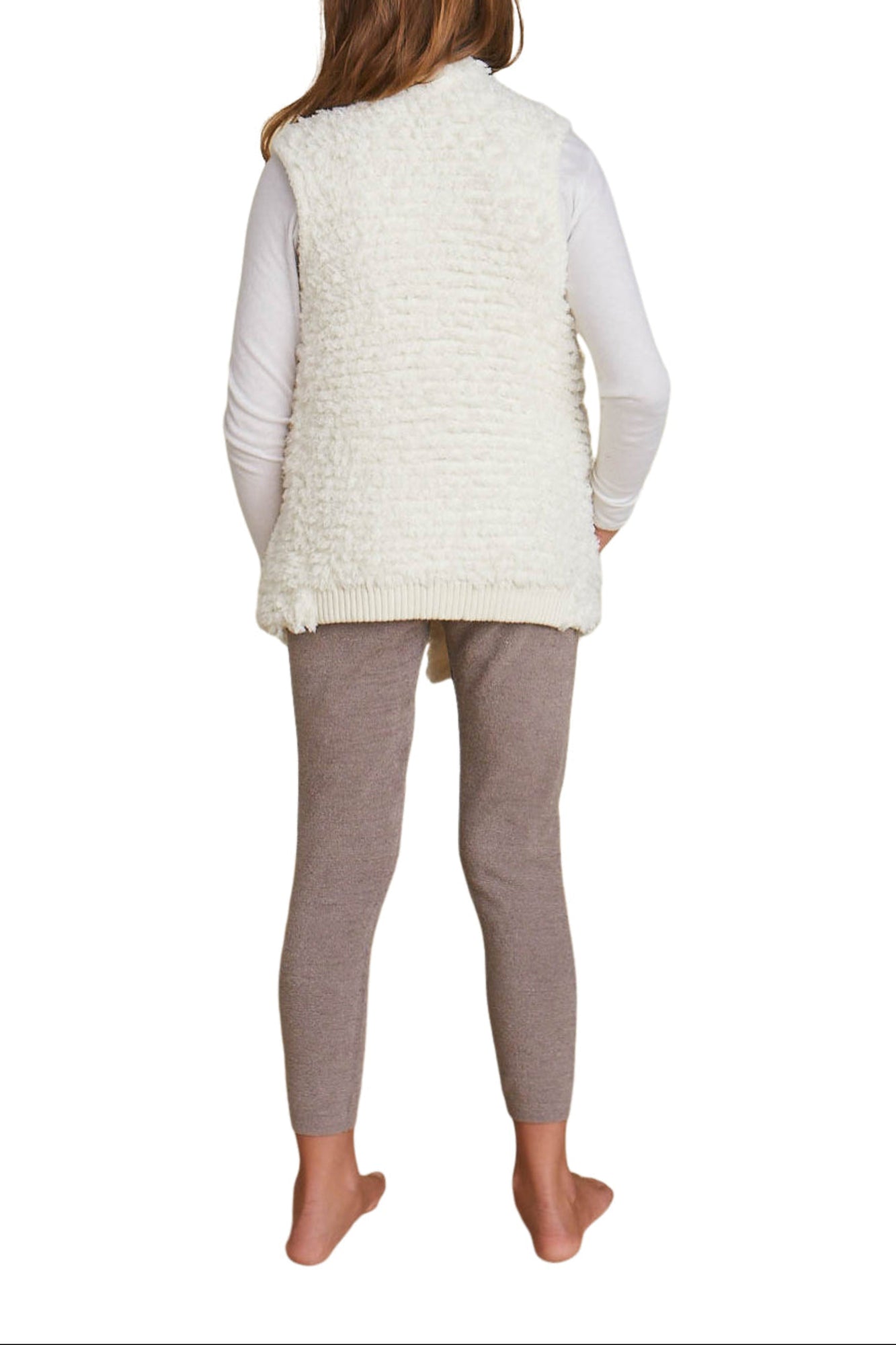 Youth | CozyChic Loop Fringe Cascading Vest | Cream